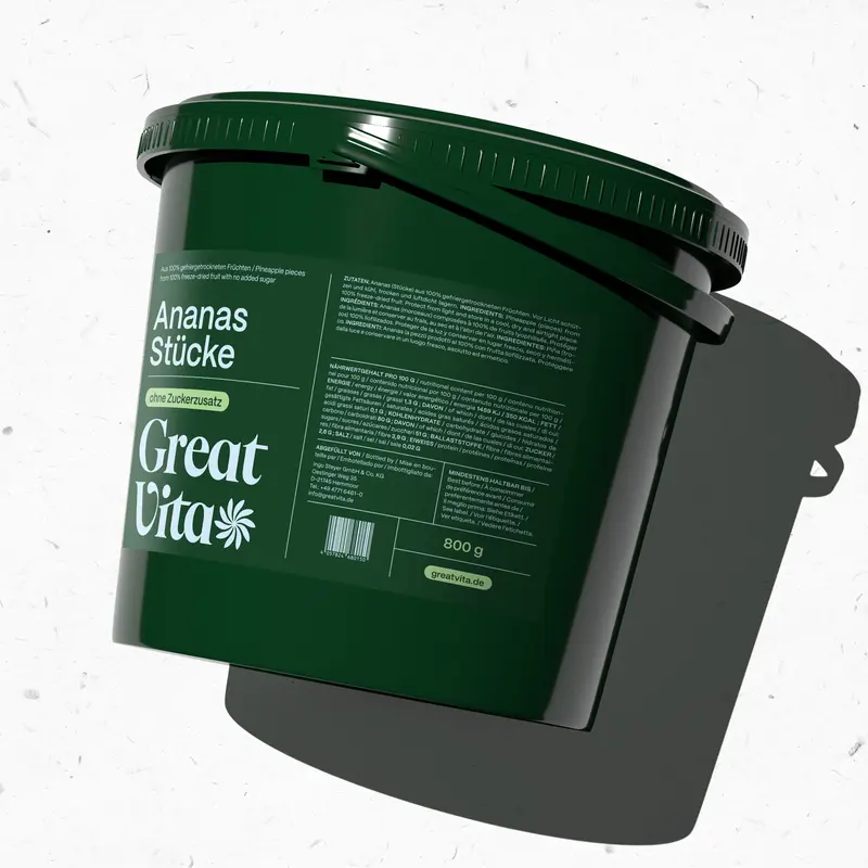 Ananas Chunks gefriergetrocknet · knusprige Vollfrucht ohne Zuckerzusatz · gefriergetrocknete Früchte · Freeze-dried pineapple chunks - GreatVita - Image 2